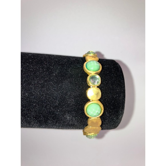 Gold-Tone and Pale Green Modern Stretch Bracelet! - Picture 6 of 8